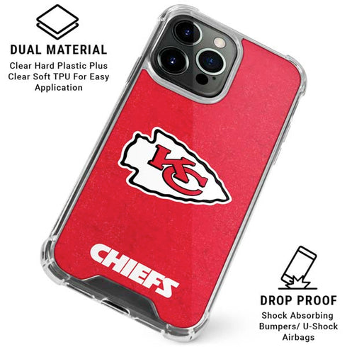 NFL Kansas City Chiefs Distressed iPhone 16 Pro Max Clear Case